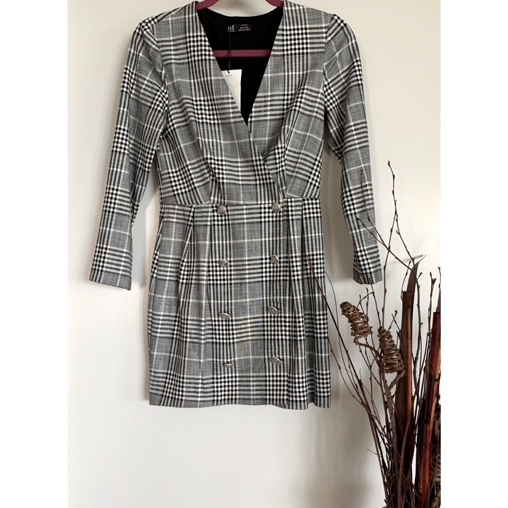 Zara Black and White Plaid Dress